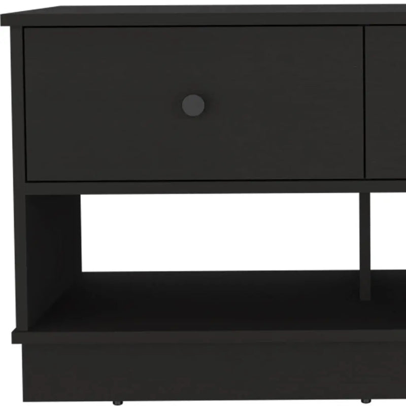 36" Black Wood Storage Bench With Drawers And Shelves Homeroots Living Room