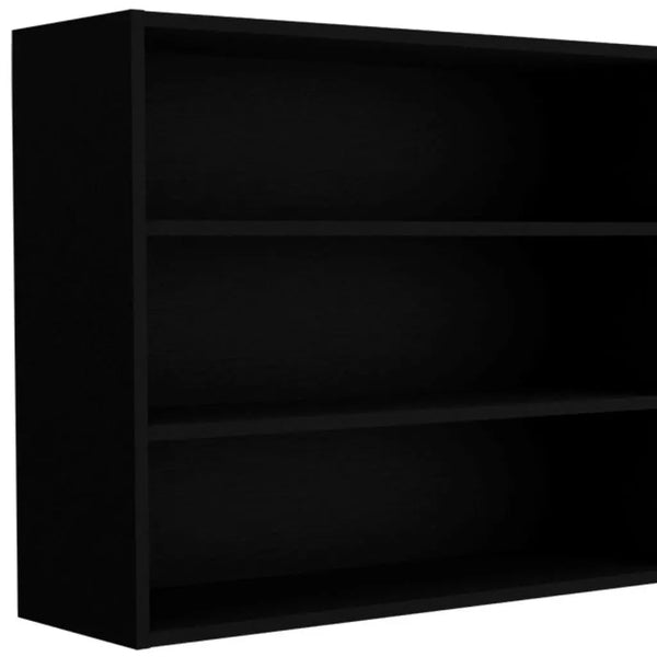 36" Black Wood Three Tier Wall Mounted Floating Shelf Homeroots Organization