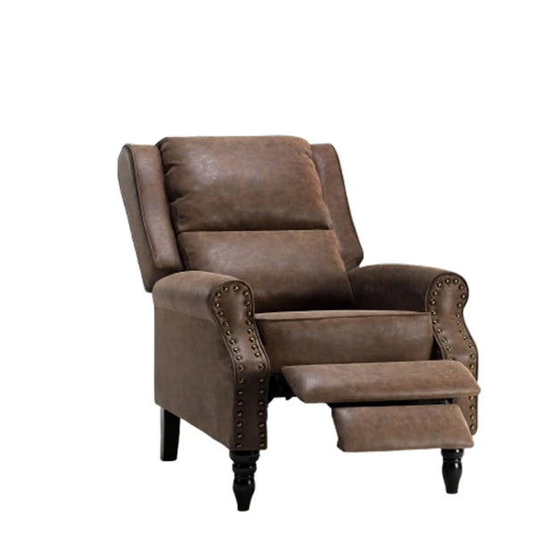36" Brown Faux Leather Manual Recliner Homeroots Living Room