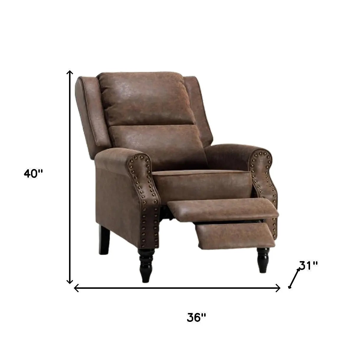36" Brown Faux Leather Manual Recliner Homeroots Living Room