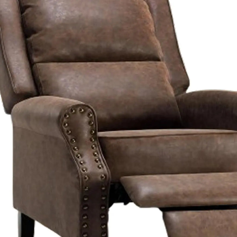 36" Brown Faux Leather Manual Recliner Homeroots Living Room