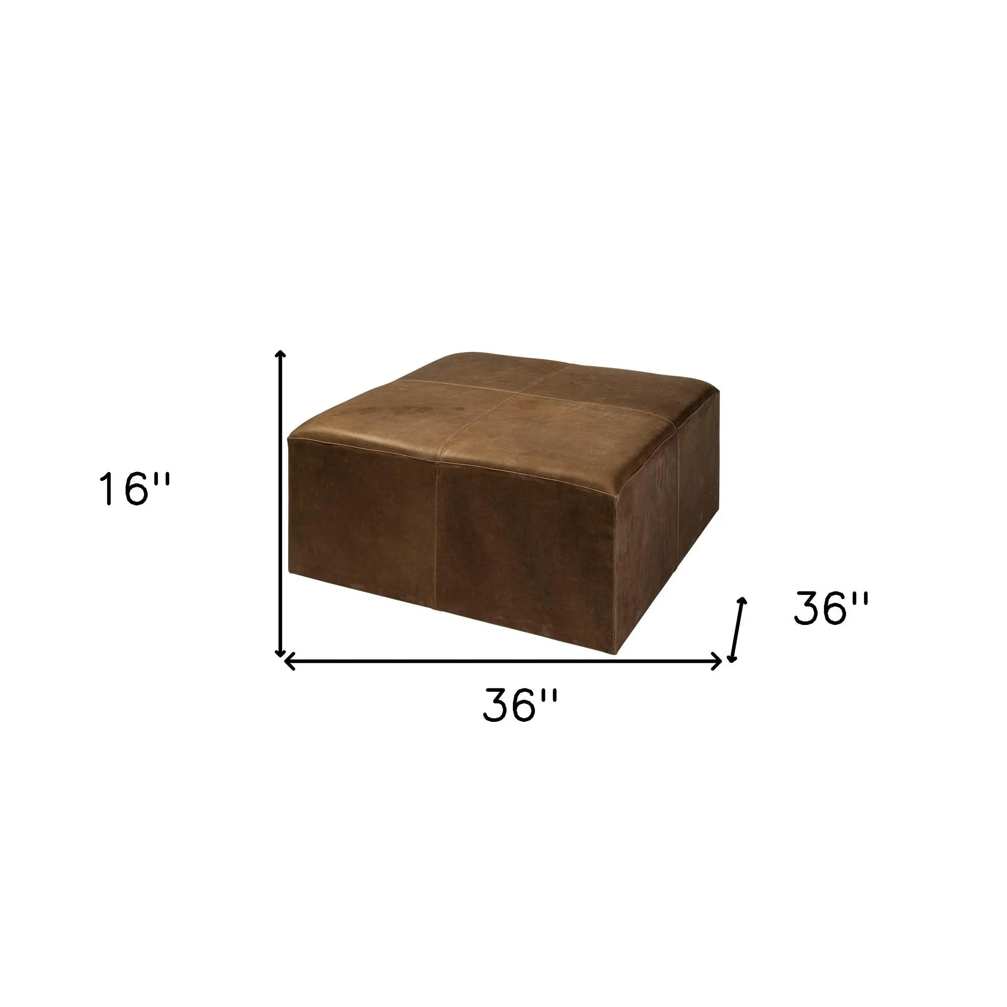 36" Brown Genuine Leather Cube Ottoman Homeroots Living Room