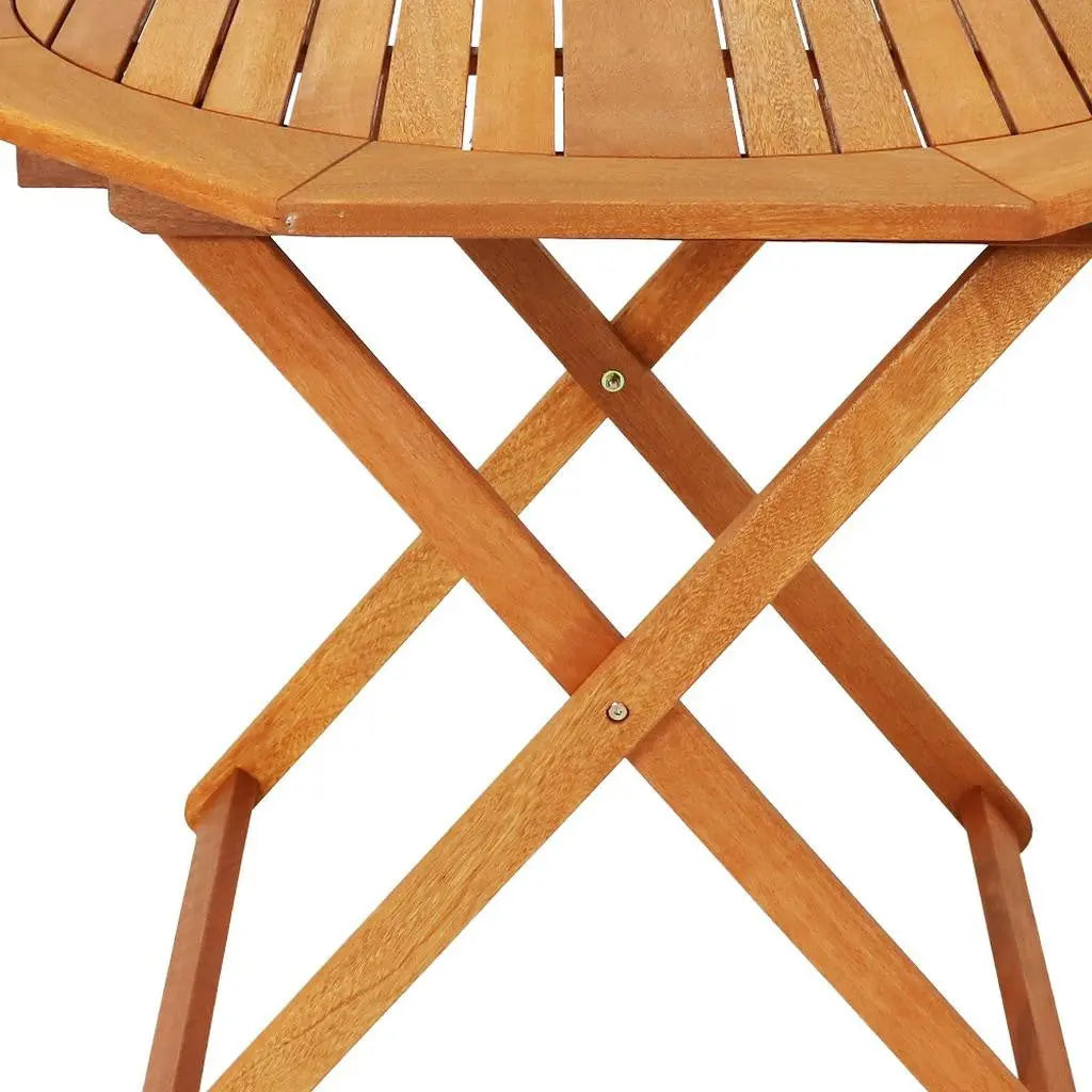 36" Brown Octagonal Solid Wood Folding Outdoor Dining Table with Umbrella Hole Homeroots Outdoor