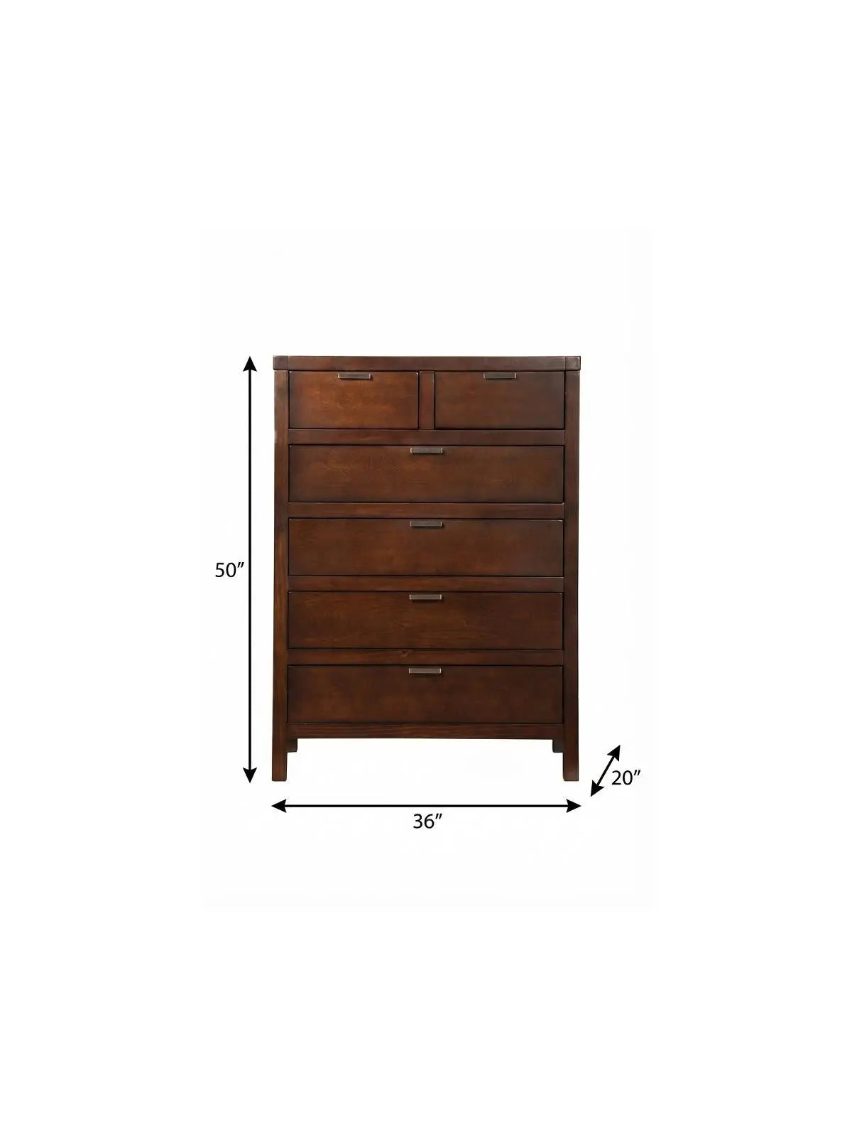 36" Brown Solid Wood Six Drawer Chest Homeroots Bed & Bath