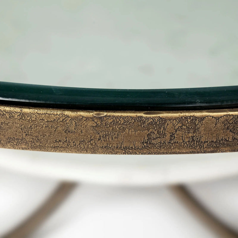 36" Brown and Gold Wood and Metal Round Coffee Table With Shelf Homeroots Living Room