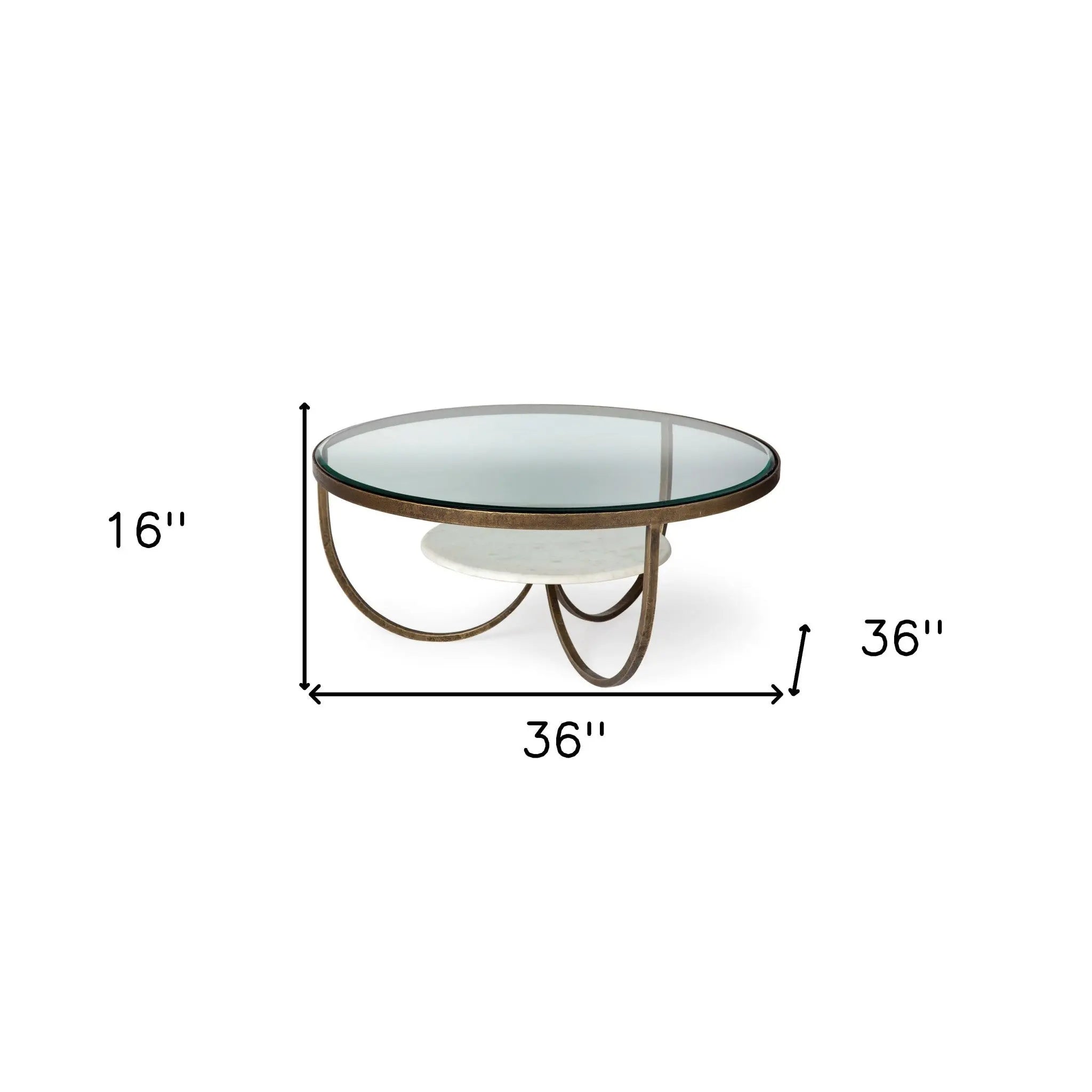 36" Brown and Gold Wood and Metal Round Coffee Table With Shelf Homeroots Living Room