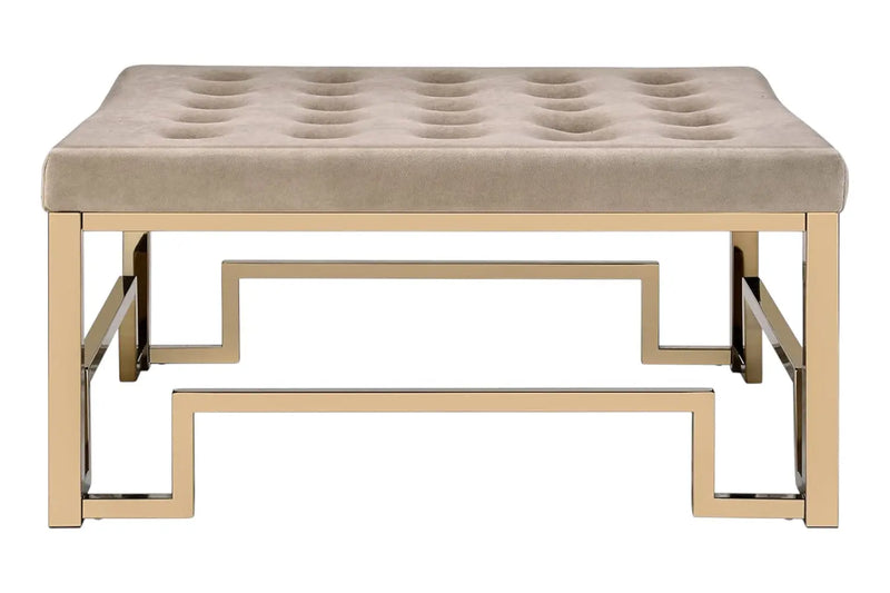 36" Champagne Polyester Tufted Cocktail Ottoman Homeroots Living Room