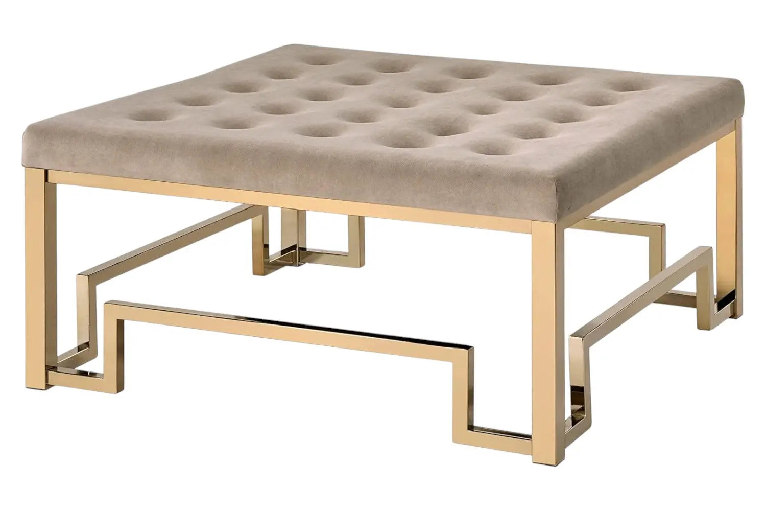36" Champagne Polyester Tufted Cocktail Ottoman Homeroots Living Room