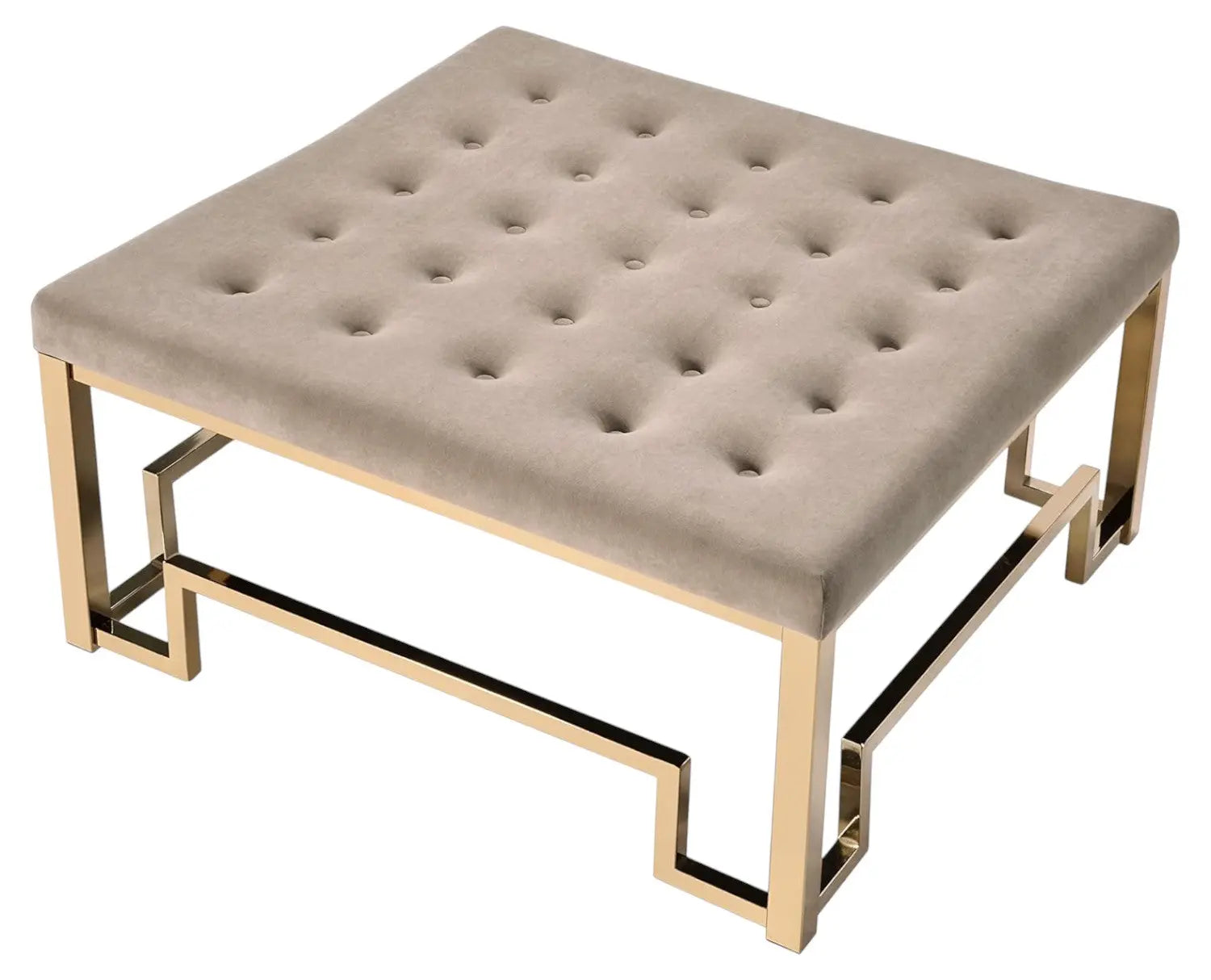 36" Champagne Polyester Tufted Cocktail Ottoman Homeroots Living Room