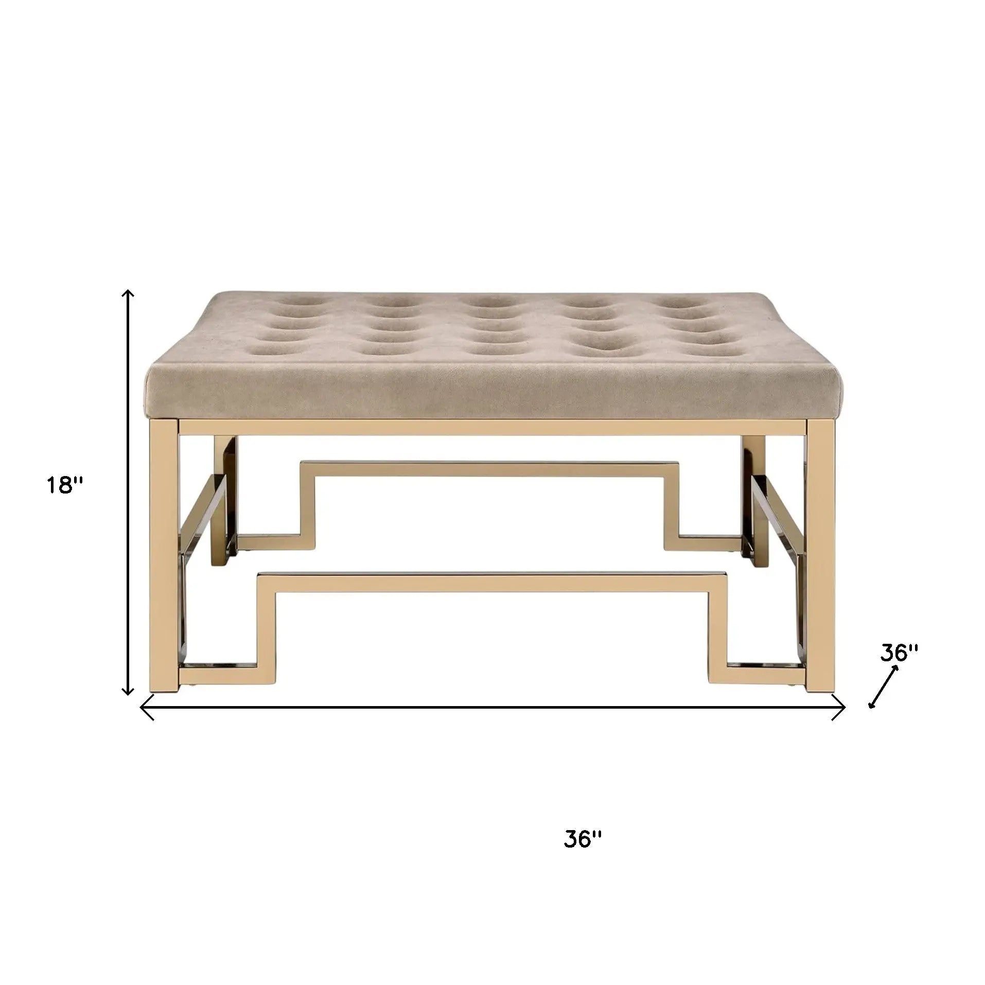 36" Champagne Polyester Tufted Cocktail Ottoman Homeroots Living Room