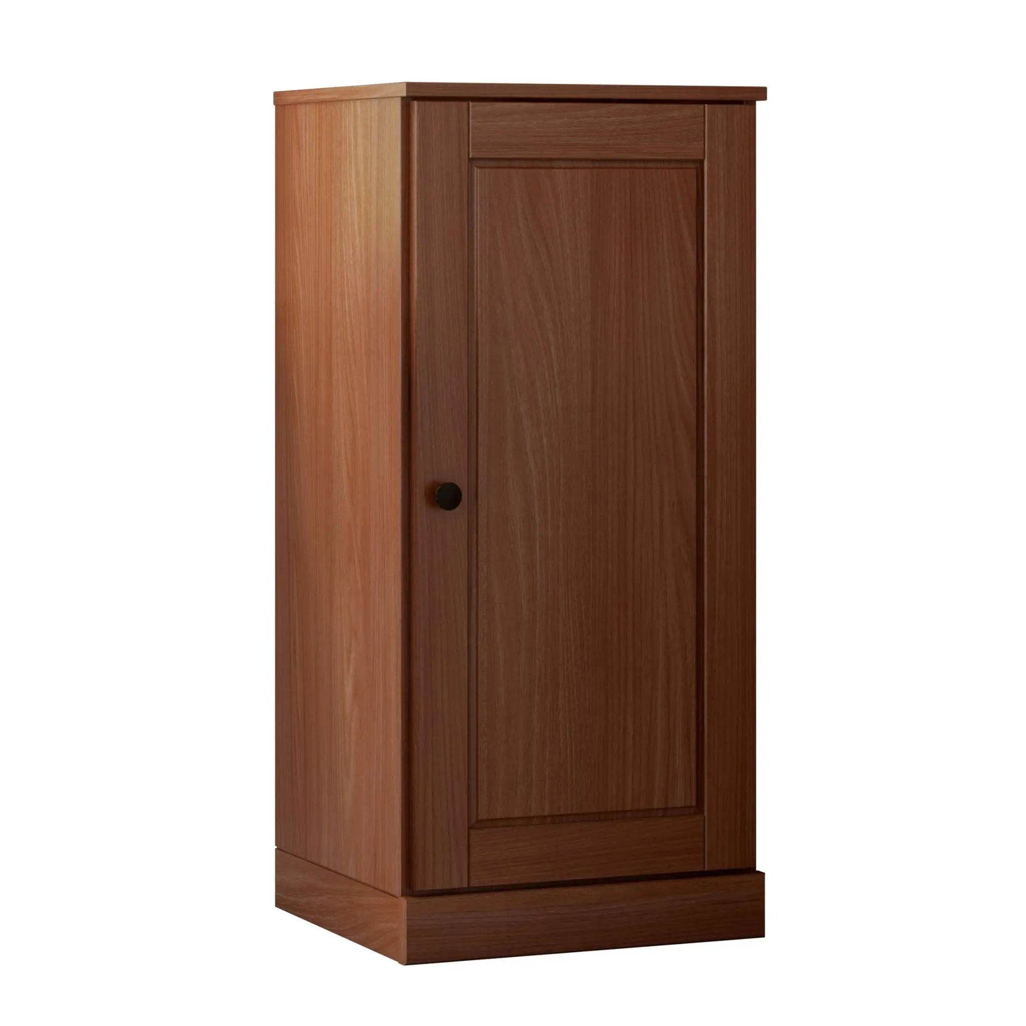 36" Coffee Solid Wood Adjustable Three Tier Library Bookcase with One Door Homeroots Office