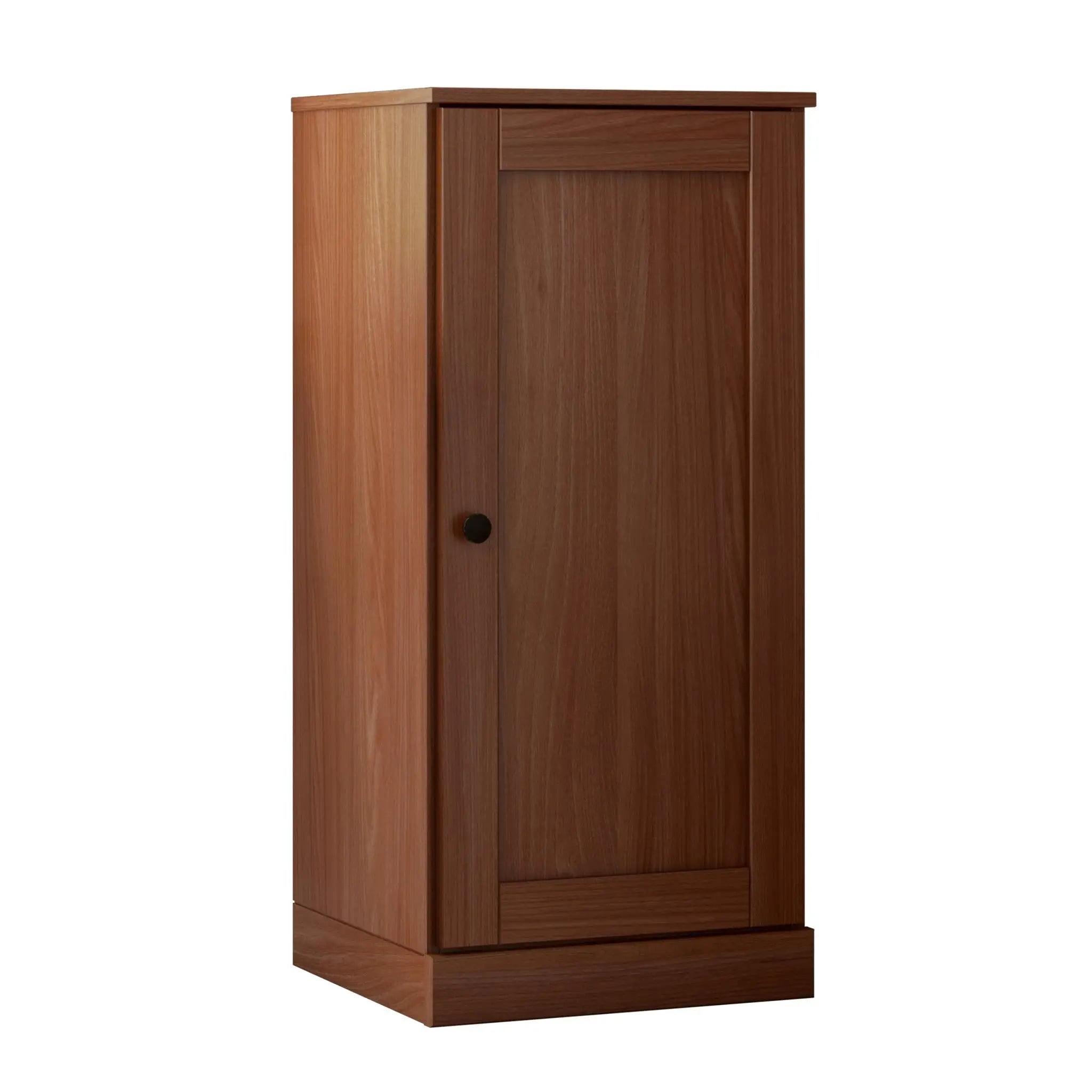 36" Coffee Solid Wood Adjustable Three Tier Library Bookcase with One Door Homeroots Office