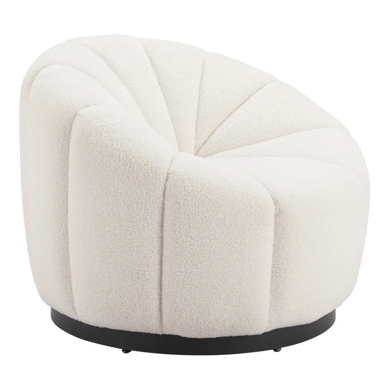 36" Cream And Black Faux Shearling And Upholstered Barrel Chair Homeroots Living Room
