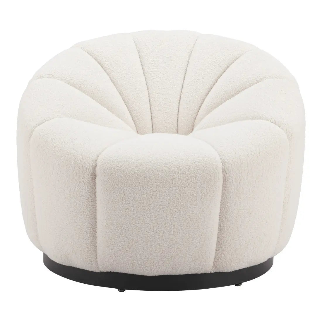 36" Cream And Black Faux Shearling And Upholstered Barrel Chair Homeroots Living Room