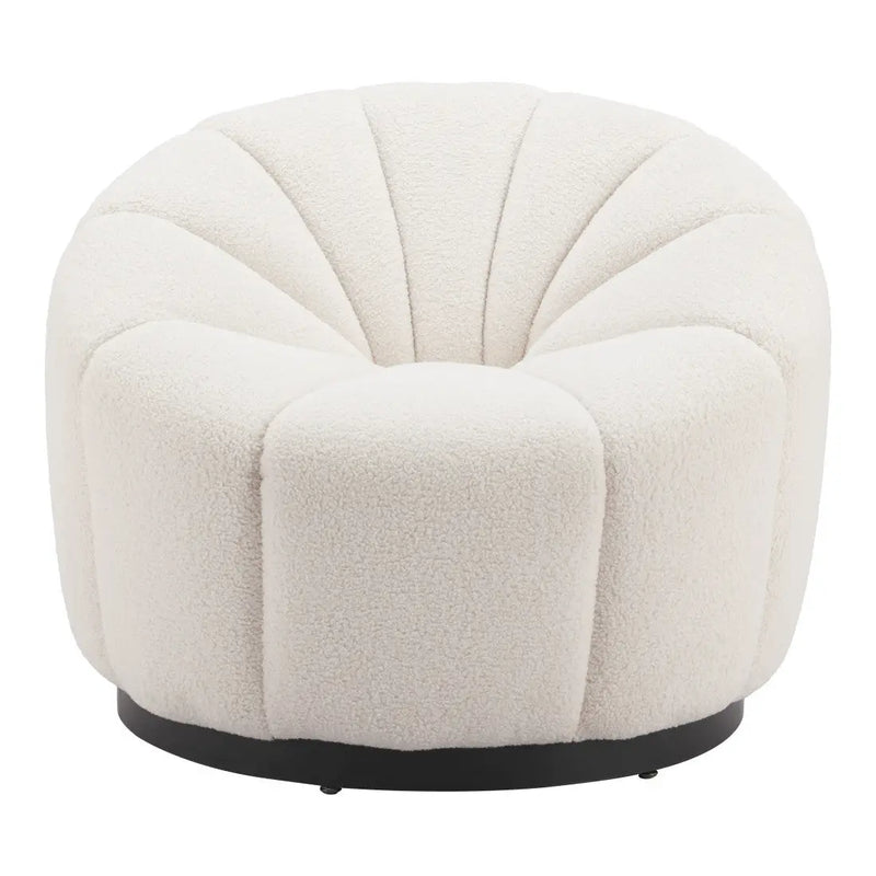 36" Cream And Black Faux Shearling And Upholstered Barrel Chair Homeroots Living Room