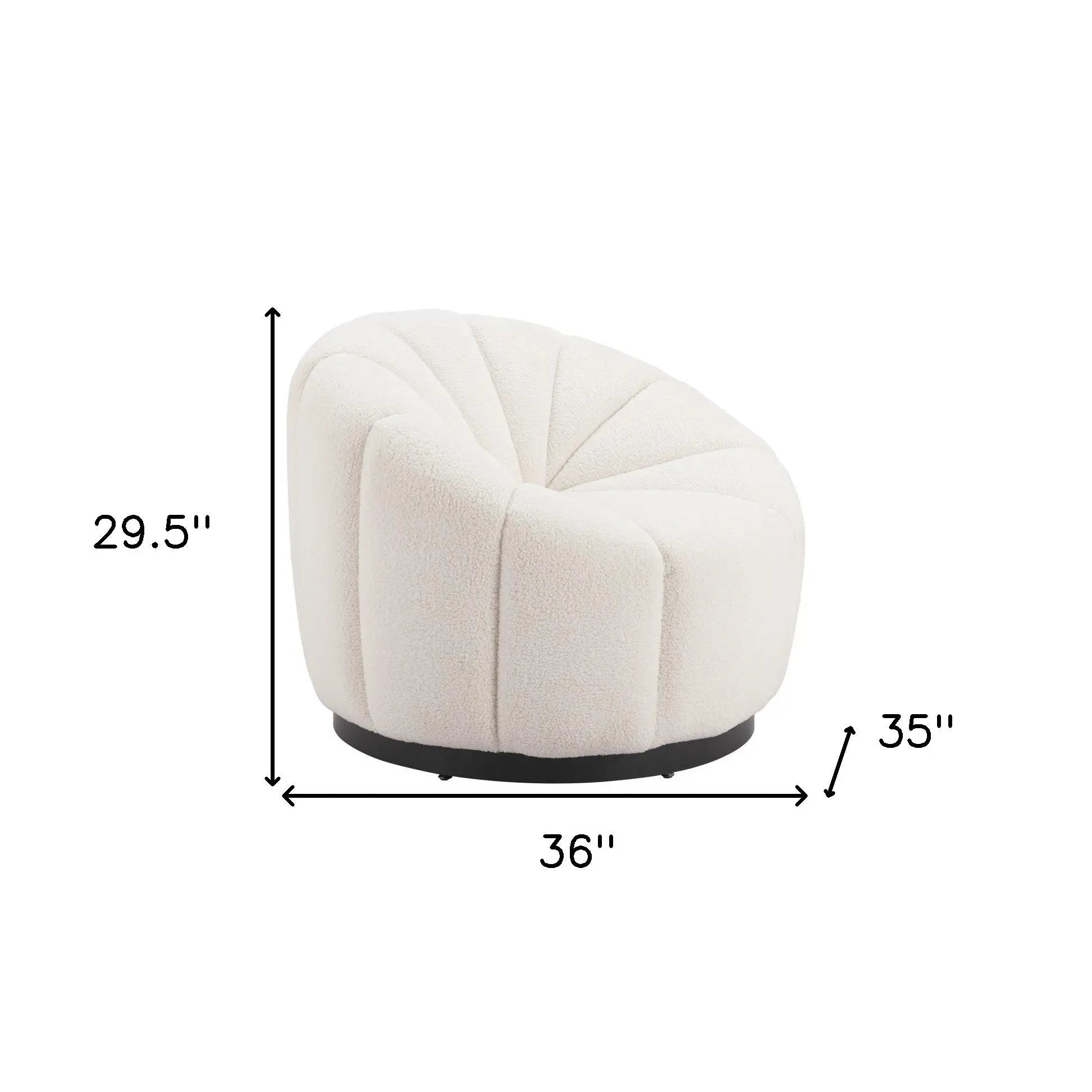 36" Cream And Black Faux Shearling And Upholstered Barrel Chair Homeroots Living Room