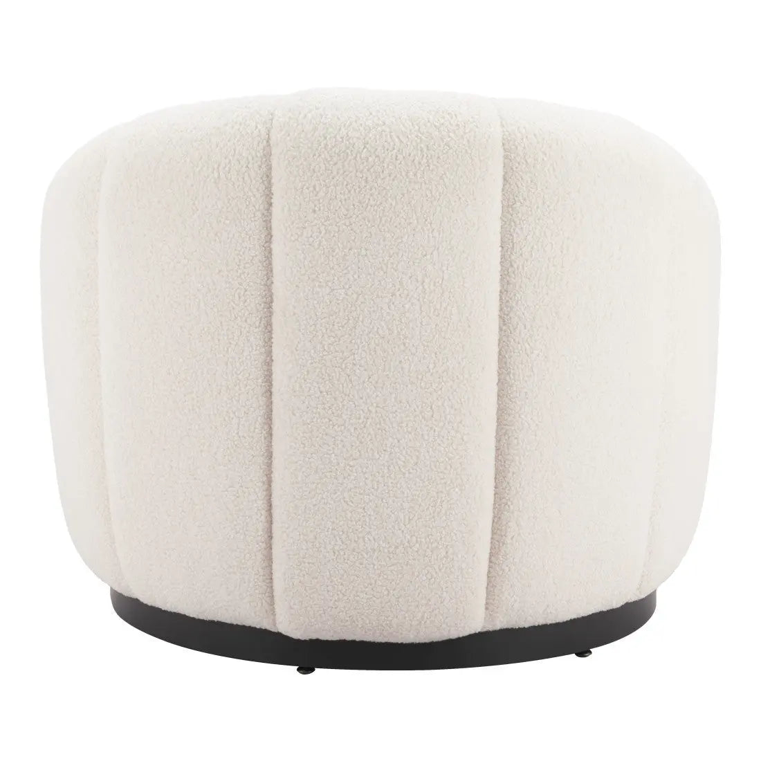 36" Cream And Black Faux Shearling And Upholstered Barrel Chair Homeroots Living Room