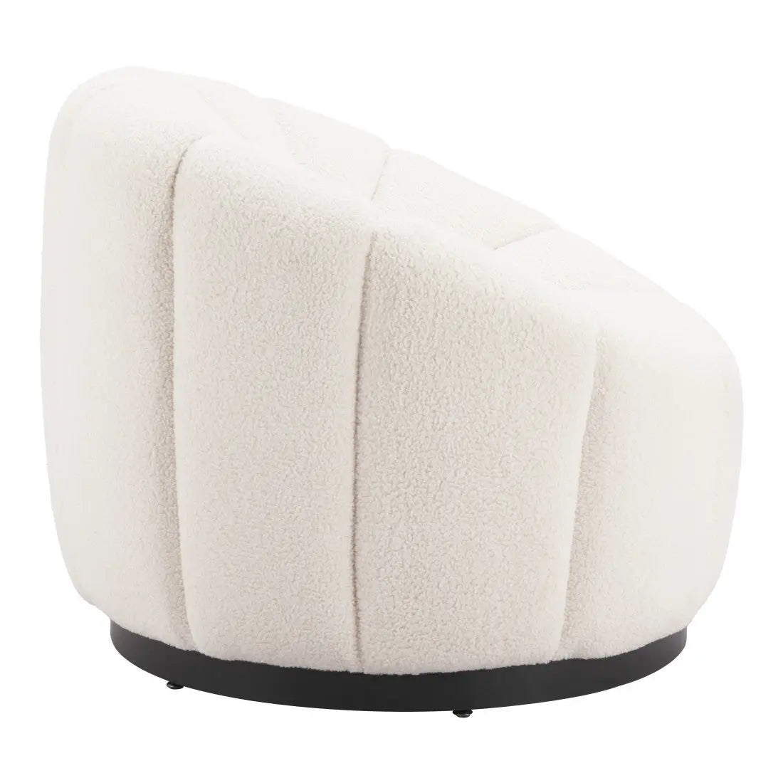 36" Cream And Black Faux Shearling And Upholstered Barrel Chair Homeroots Living Room