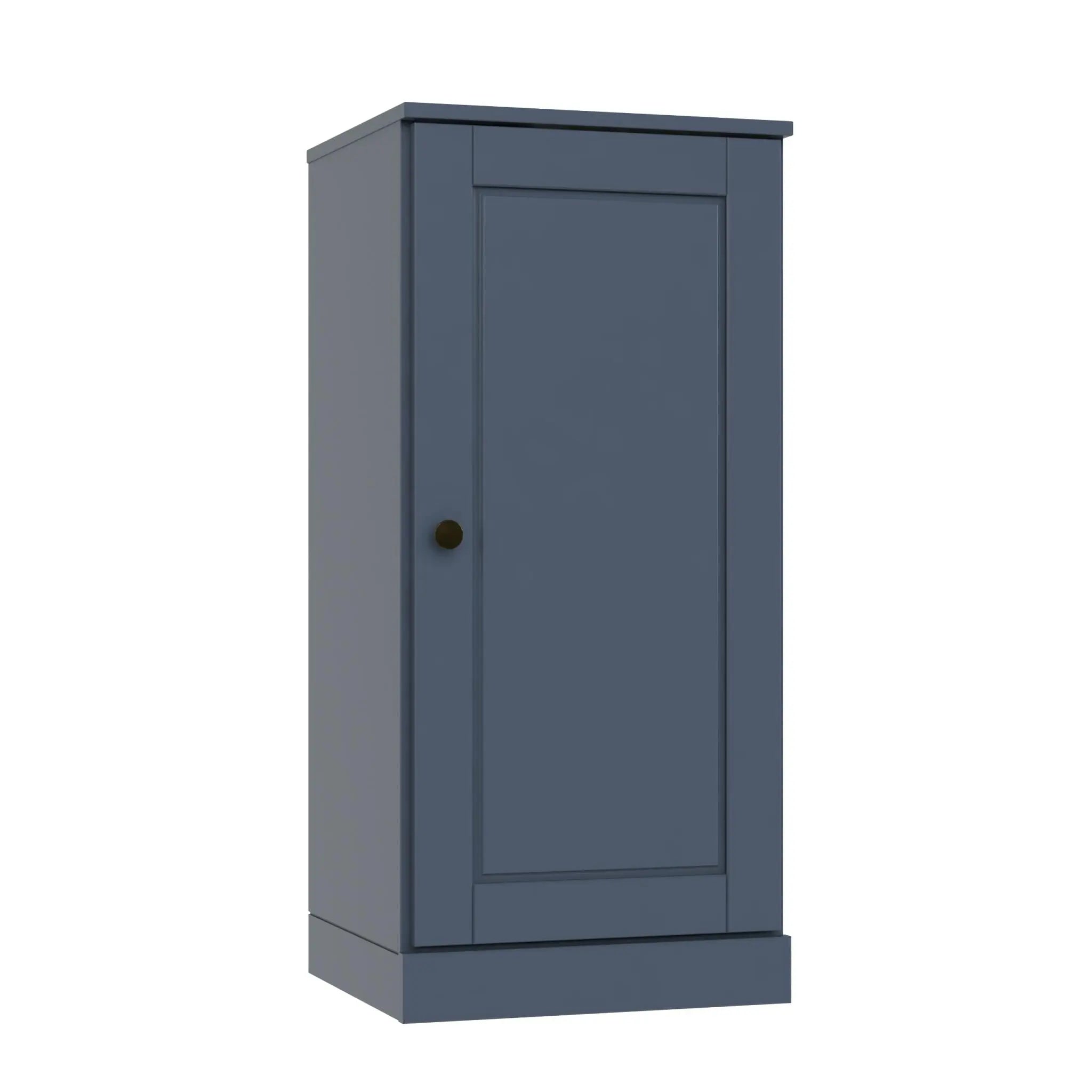36" French Blue Solid Wood Adjustable Three Tier Library Bookcase with One Door Homeroots Office