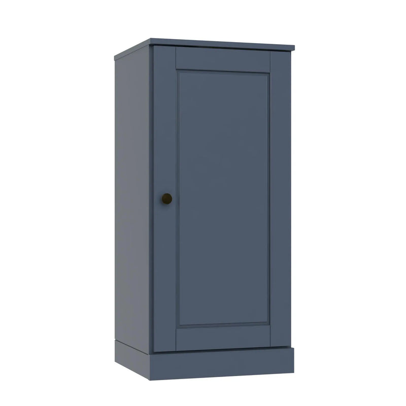 36" French Blue Solid Wood Adjustable Three Tier Library Bookcase with One Door Homeroots Office
