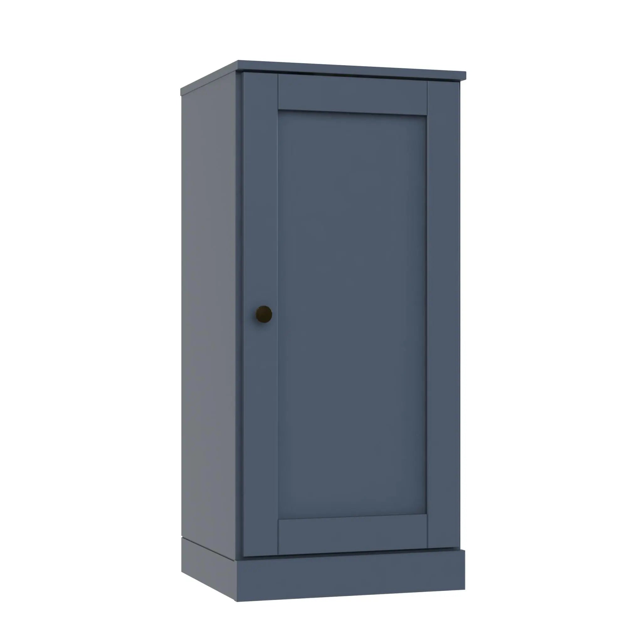 36" French Blue Solid Wood Adjustable Three Tier Library Bookcase with One Door Homeroots Office