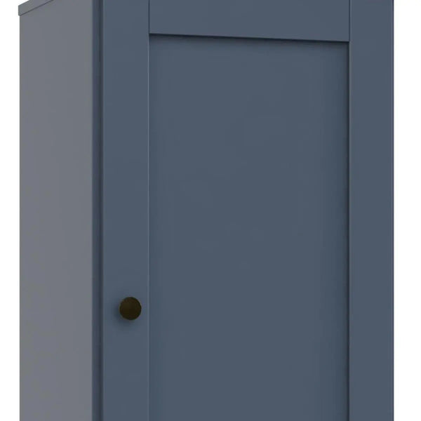 36" French Blue Solid Wood Adjustable Three Tier Library Bookcase with One Door Homeroots Office