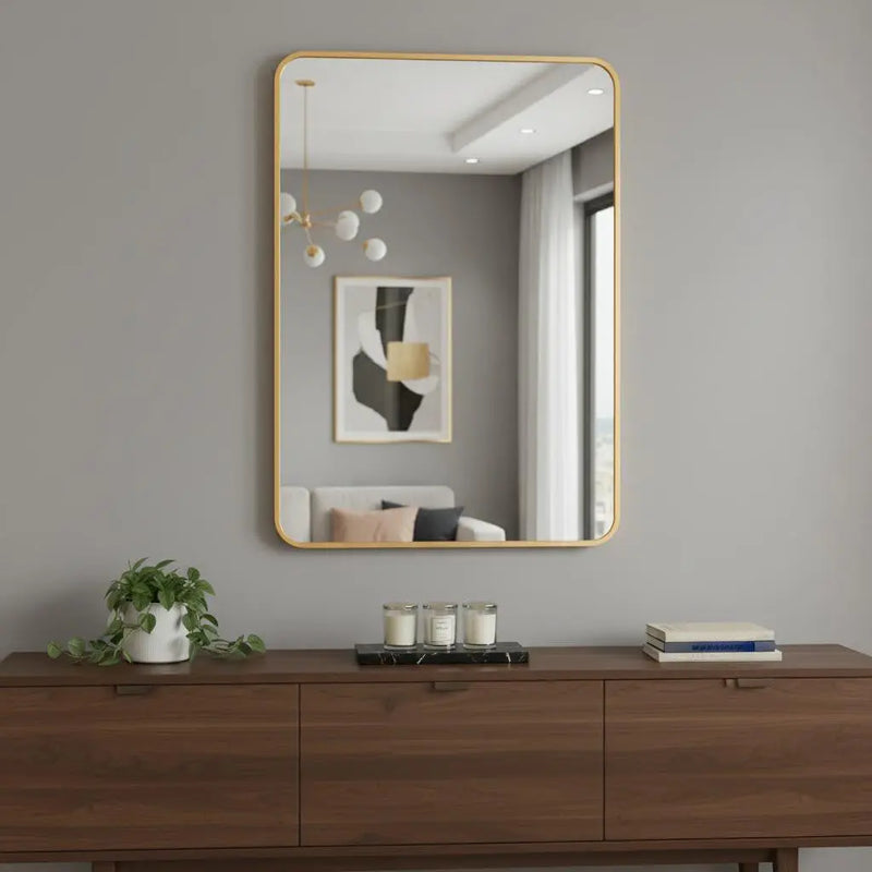 36" Gold Aluminum Framed Accent Mirror Homeroots Bed & Bath