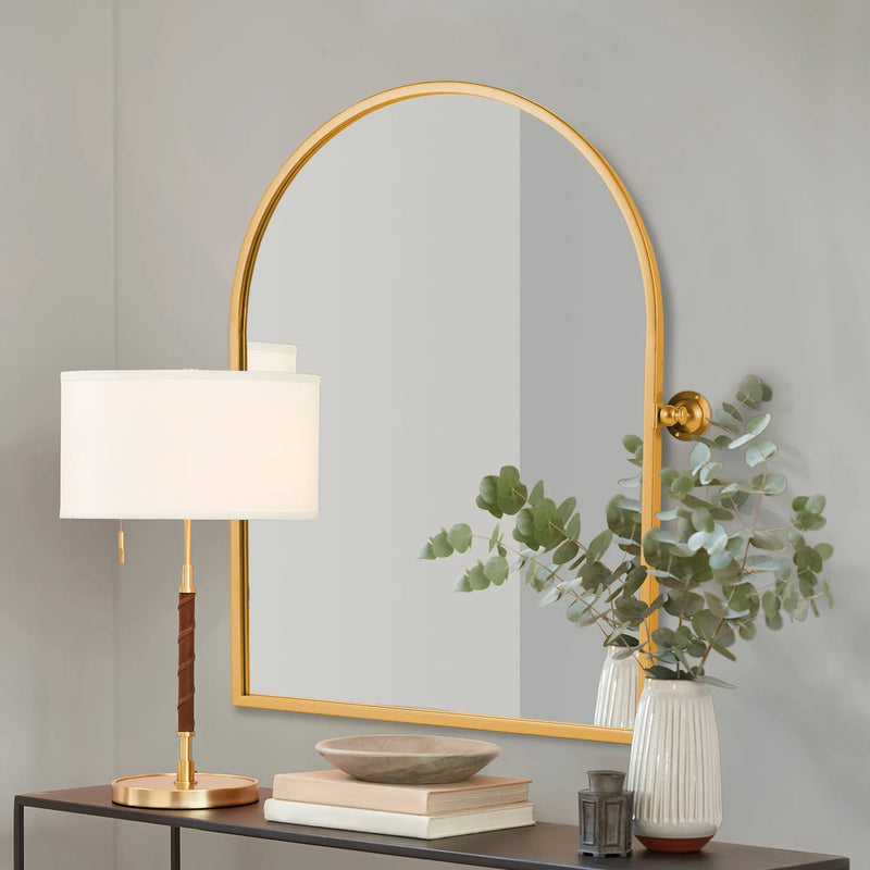 36" Gold Metal Arch Tilting Framed Accent Mirror Homeroots Bed & Bath