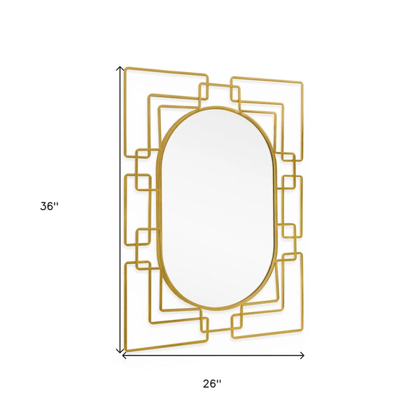 36" Gold Metal Geometric Oval Accent Mirror Homeroots Bed & Bath
