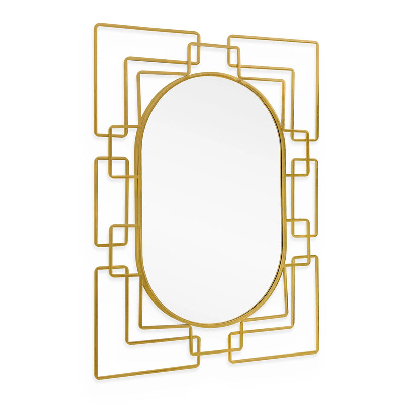 36" Gold Metal Geometric Oval Accent Mirror Homeroots Bed & Bath
