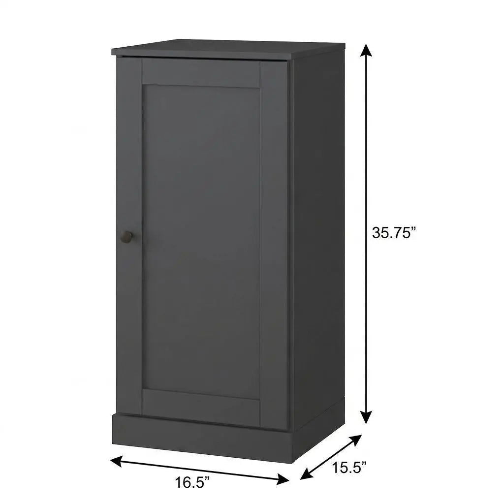 36" Gray Solid Wood Adjustable Three Tier Library Bookcase with One Door Homeroots Office