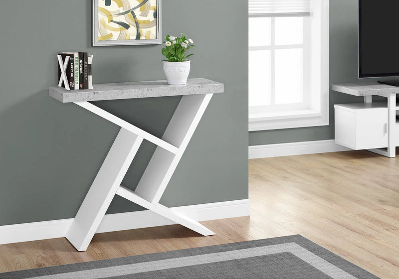 36" Gray and White Abstract Console Table With Shelves Homeroots Living Room