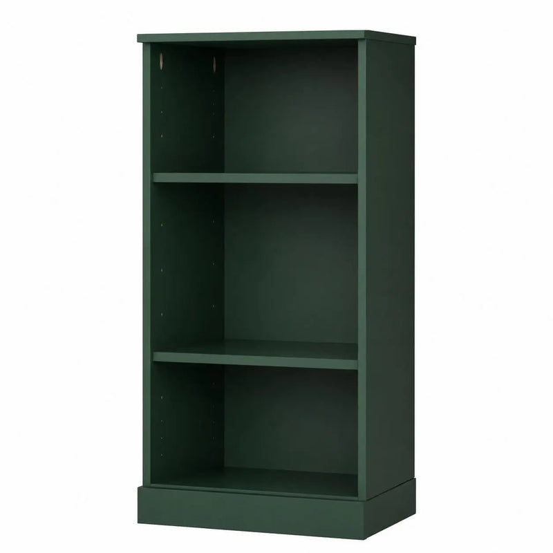 36" Green Solid Wood Adjustable Three Tier Library Bookcase Homeroots Office