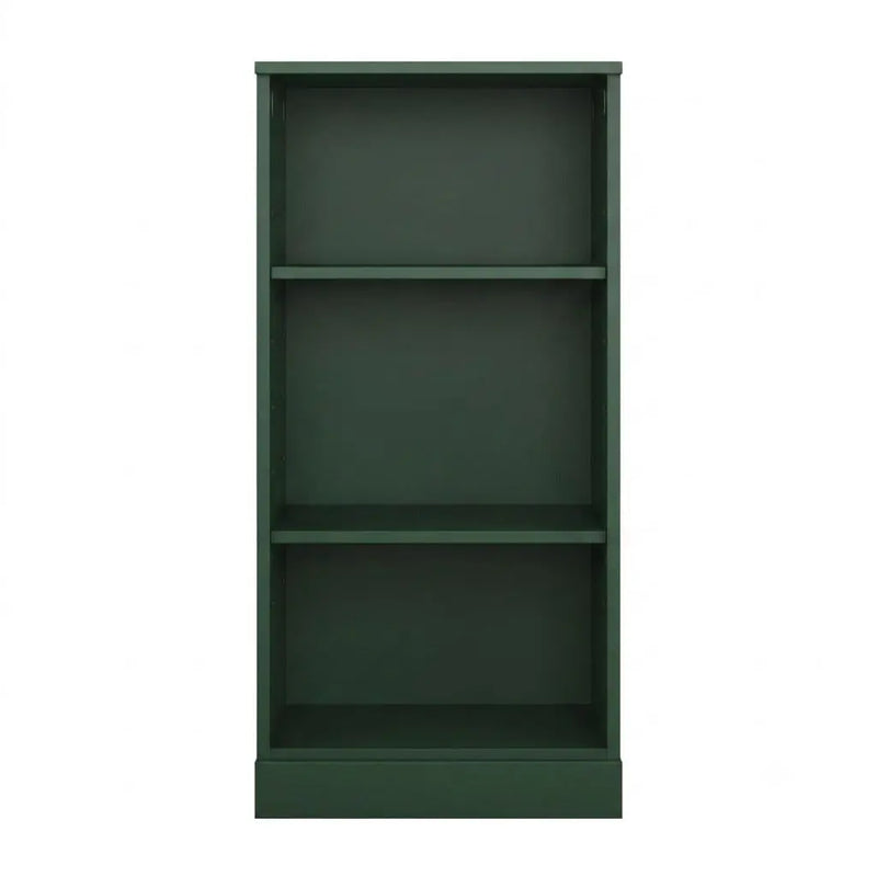 36" Green Solid Wood Adjustable Three Tier Library Bookcase Homeroots Office