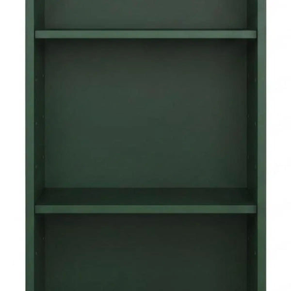 36" Green Solid Wood Adjustable Three Tier Library Bookcase Homeroots Office