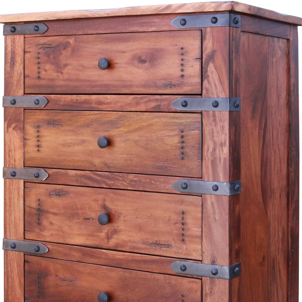 36" Natural Solid Wood Five Drawer Chest - GreatEagleInc