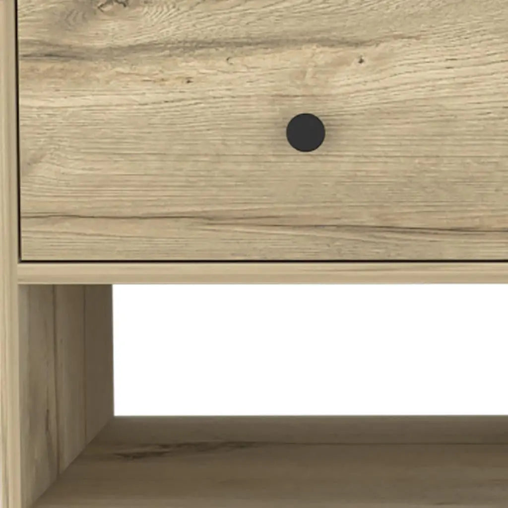 36" Natural and Oak Wood Storage Bench With Drawers Shoe Storage And Shelves Homeroots Living Room