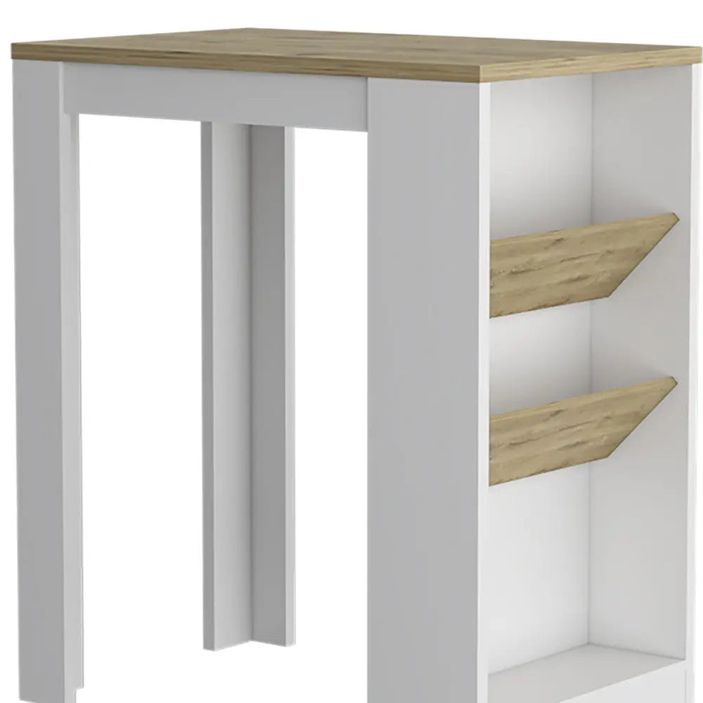 36" Natural and White Wood Kitchen Island With Storage Homeroots Kitchen & Dining