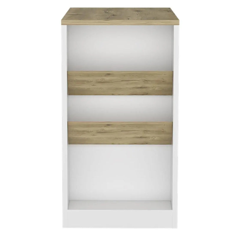36" Natural and White Wood Kitchen Island With Storage Homeroots Kitchen & Dining
