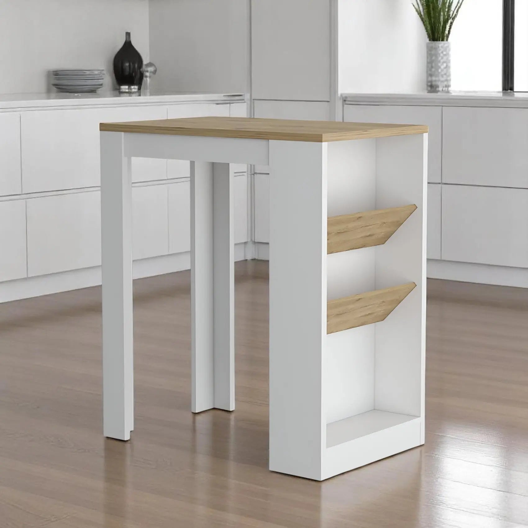 36" Natural and White Wood Kitchen Island With Storage Homeroots Kitchen & Dining