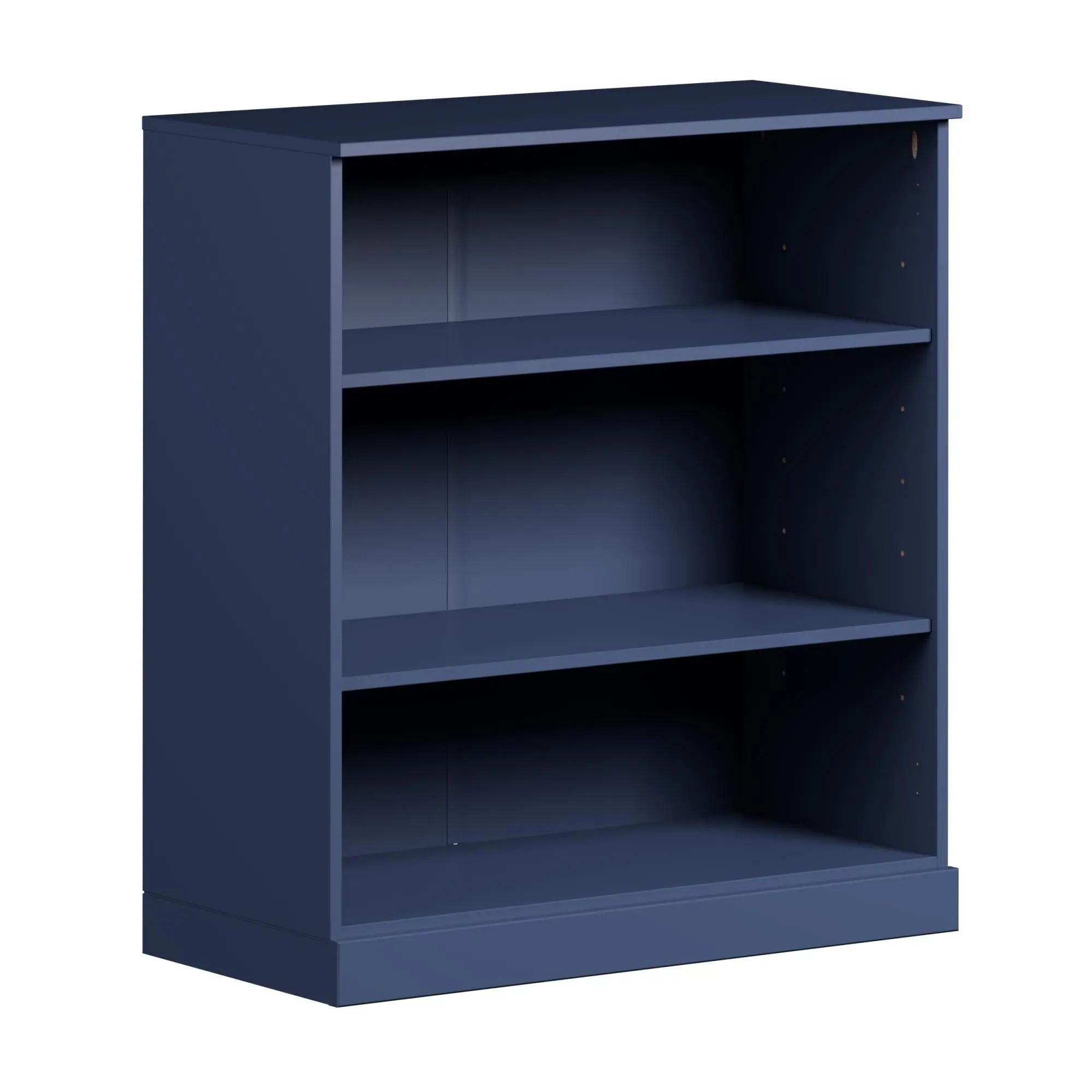36" Navy Blue Solid Wood Adjustable Three Tier Library Bookcase Homeroots Office