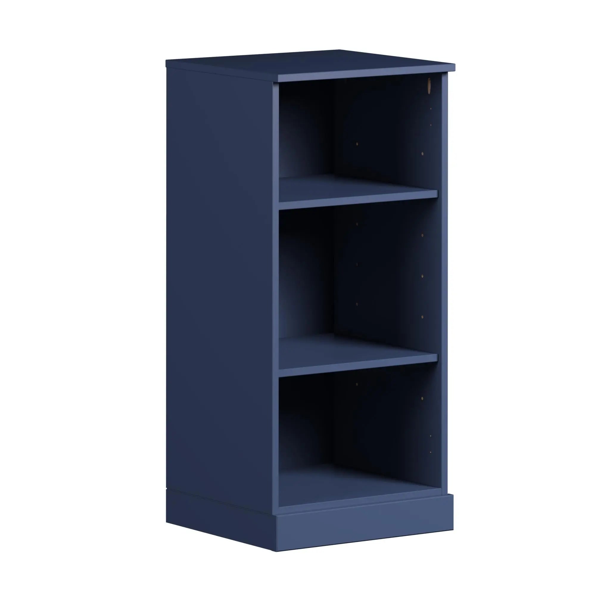 36" Navy Blue Solid Wood Adjustable Three Tier Library Bookcase Homeroots Office