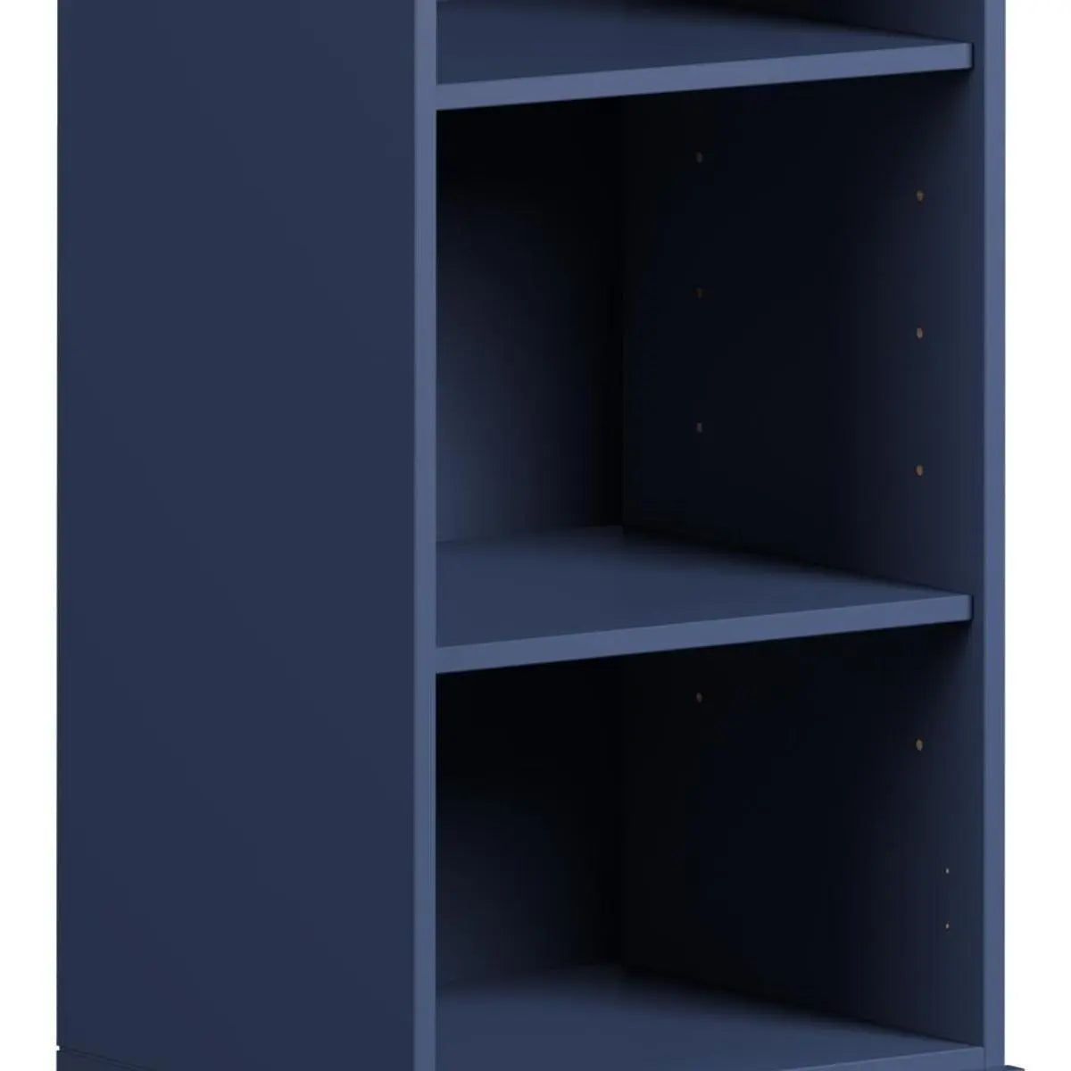 36" Navy Blue Solid Wood Adjustable Three Tier Library Bookcase Homeroots Office
