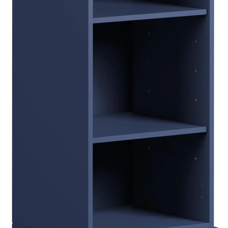 36" Navy Blue Solid Wood Adjustable Three Tier Library Bookcase Homeroots Office