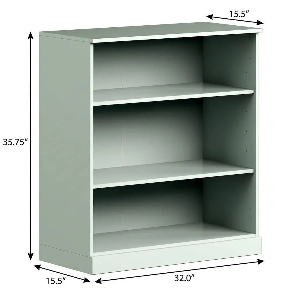 36" Sage Solid Wood Adjustable Three Tier Library Bookcase Homeroots Office