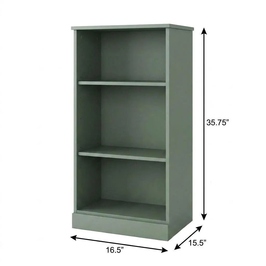 36" Sage Solid Wood Adjustable Three Tier Library Bookcase Homeroots Office