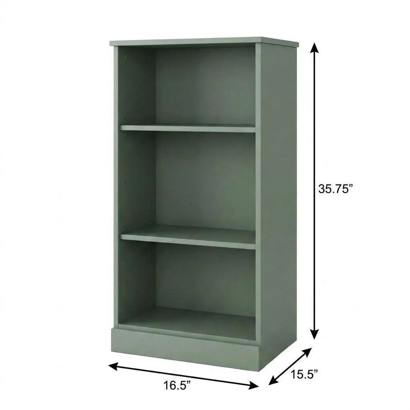 36" Sage Solid Wood Adjustable Three Tier Library Bookcase Homeroots Office