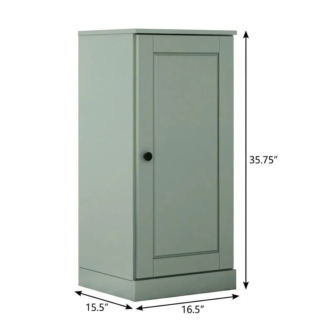 36" Sage Solid Wood Adjustable Three Tier Library Bookcase with One Door Homeroots Office