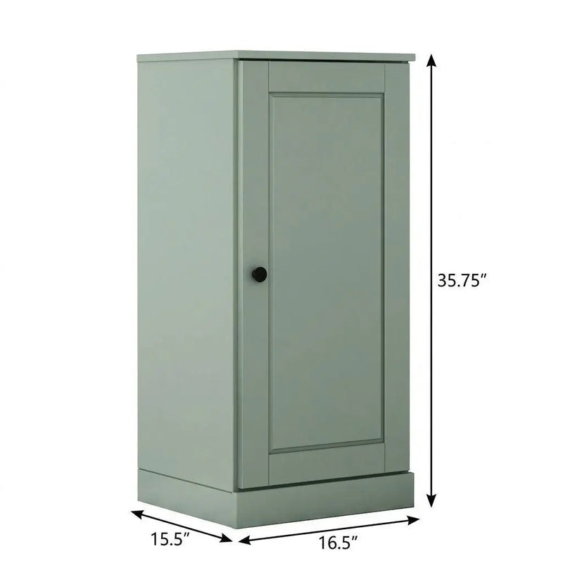 36" Sage Solid Wood Adjustable Three Tier Library Bookcase with One Door Homeroots Office