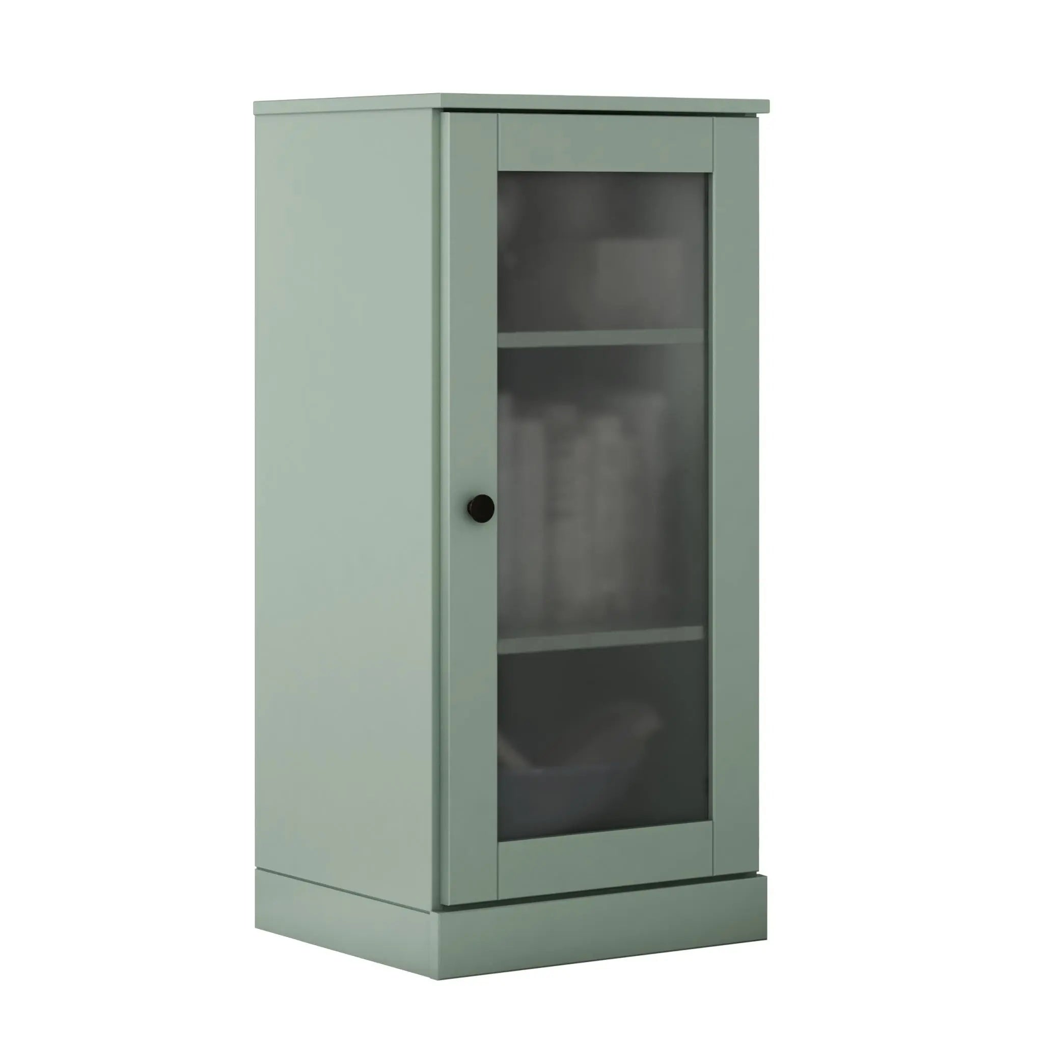 36" Sage Solid Wood Adjustable Three Tier Library Bookcase with One Door Homeroots Office